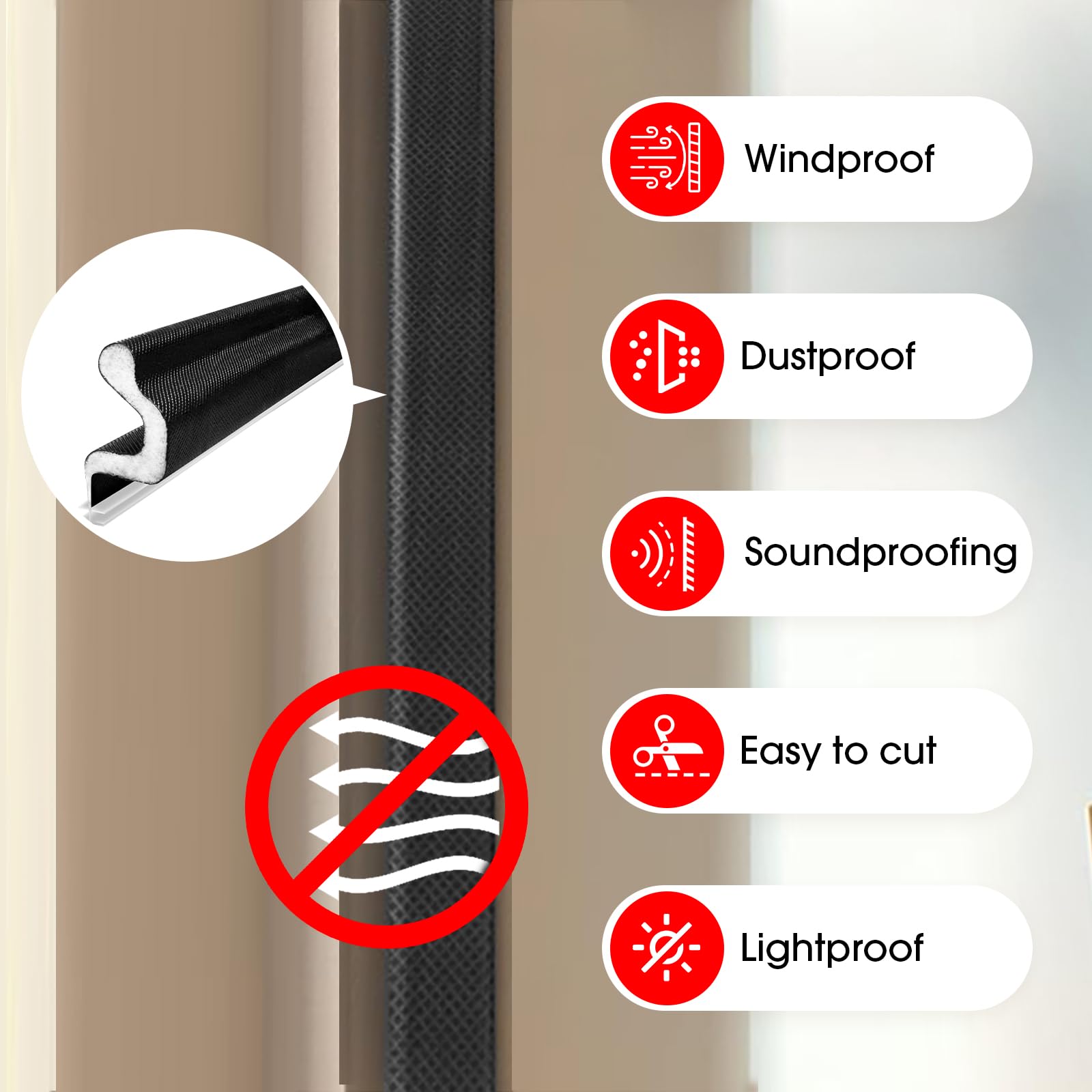 Extra Wide Weather Strip Door Seal blocks dust and reduces drafts.