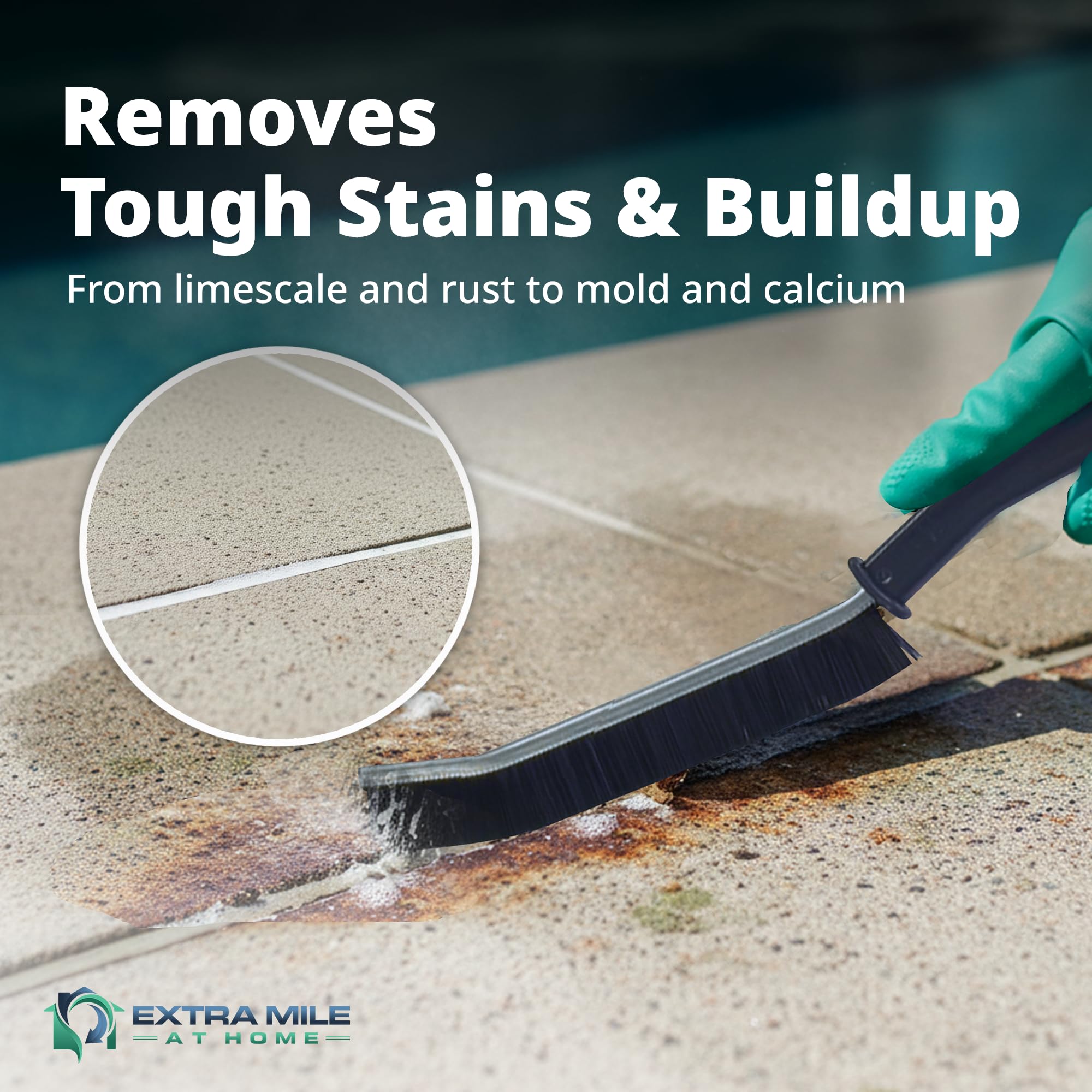 Extra Mile at Home bathroom shower tile cleaning setup for targeted grout care