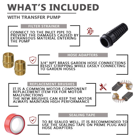EXTRAUP package contents: pump, connectors, tape, strainer, brushes