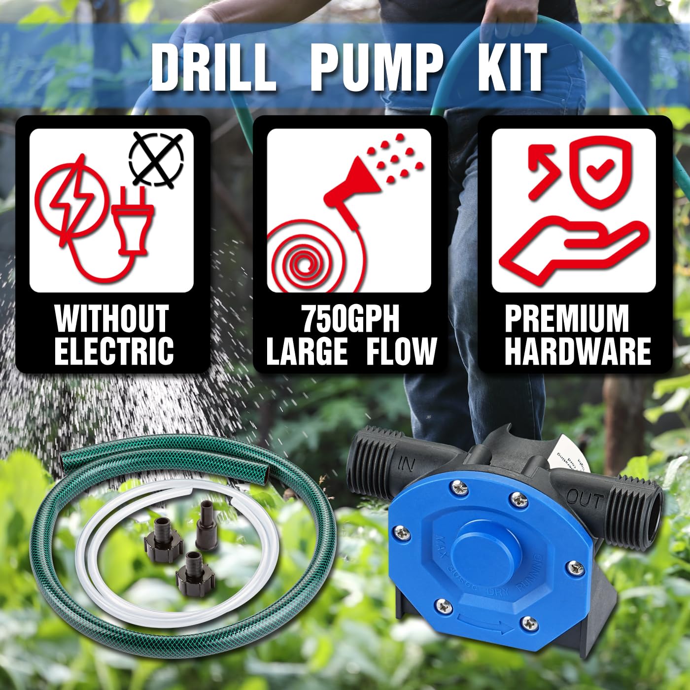 EXTRAUP self-priming drill pump in use for convenient on-site transfers