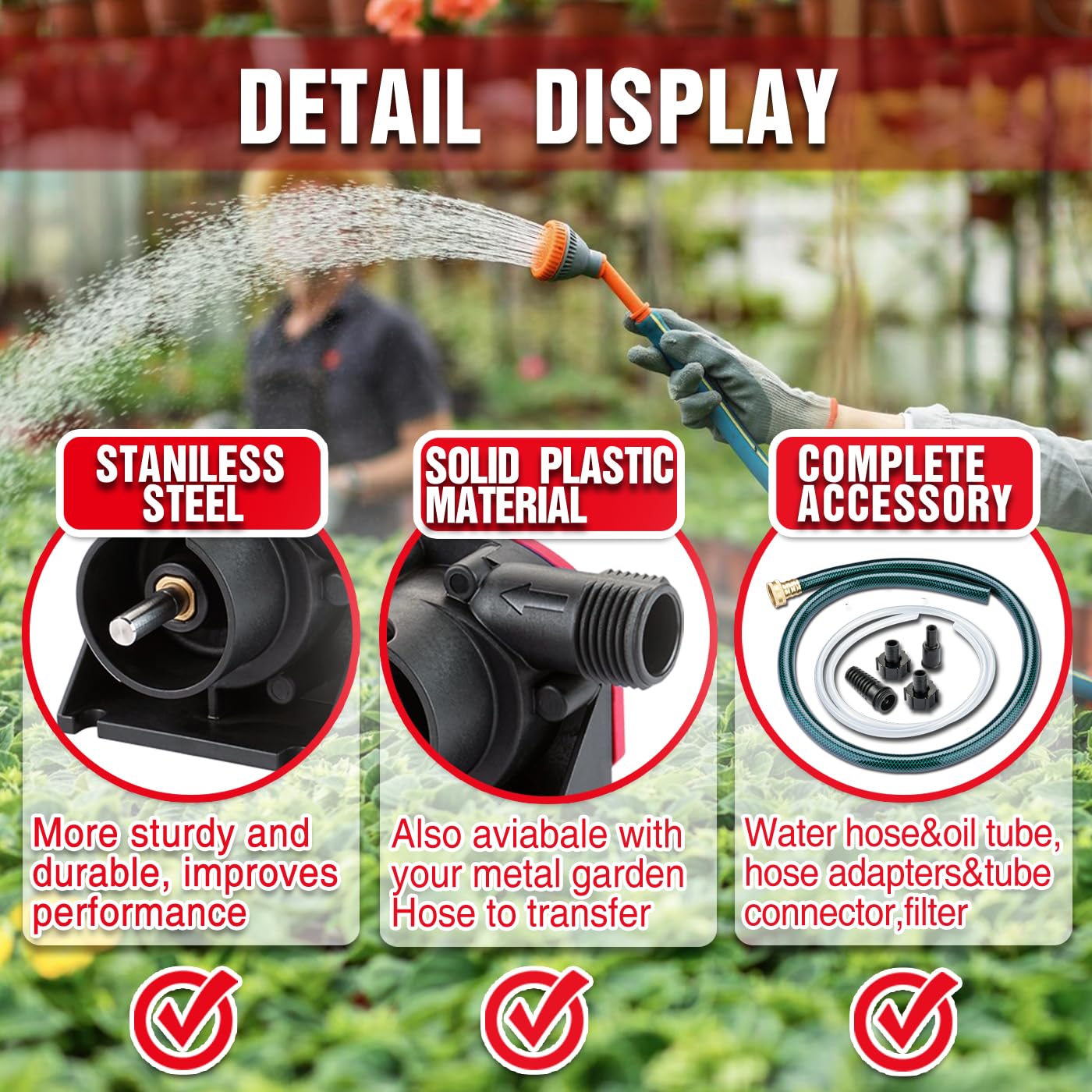 EXTRAUP self-priming pump with green hose ideal for site use