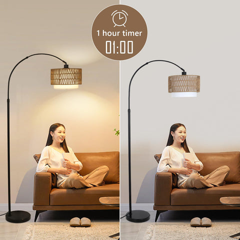 eyassi Arc Floor Lamp stable marble base prevents tipping while you relax.