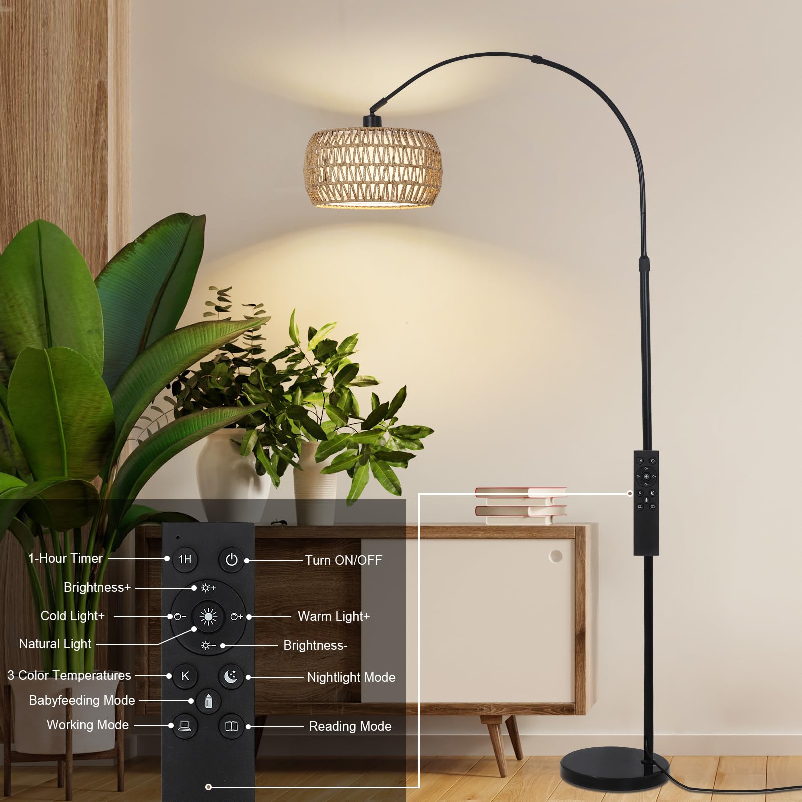eyassi Arc floor lamp black finish suits modern decor
