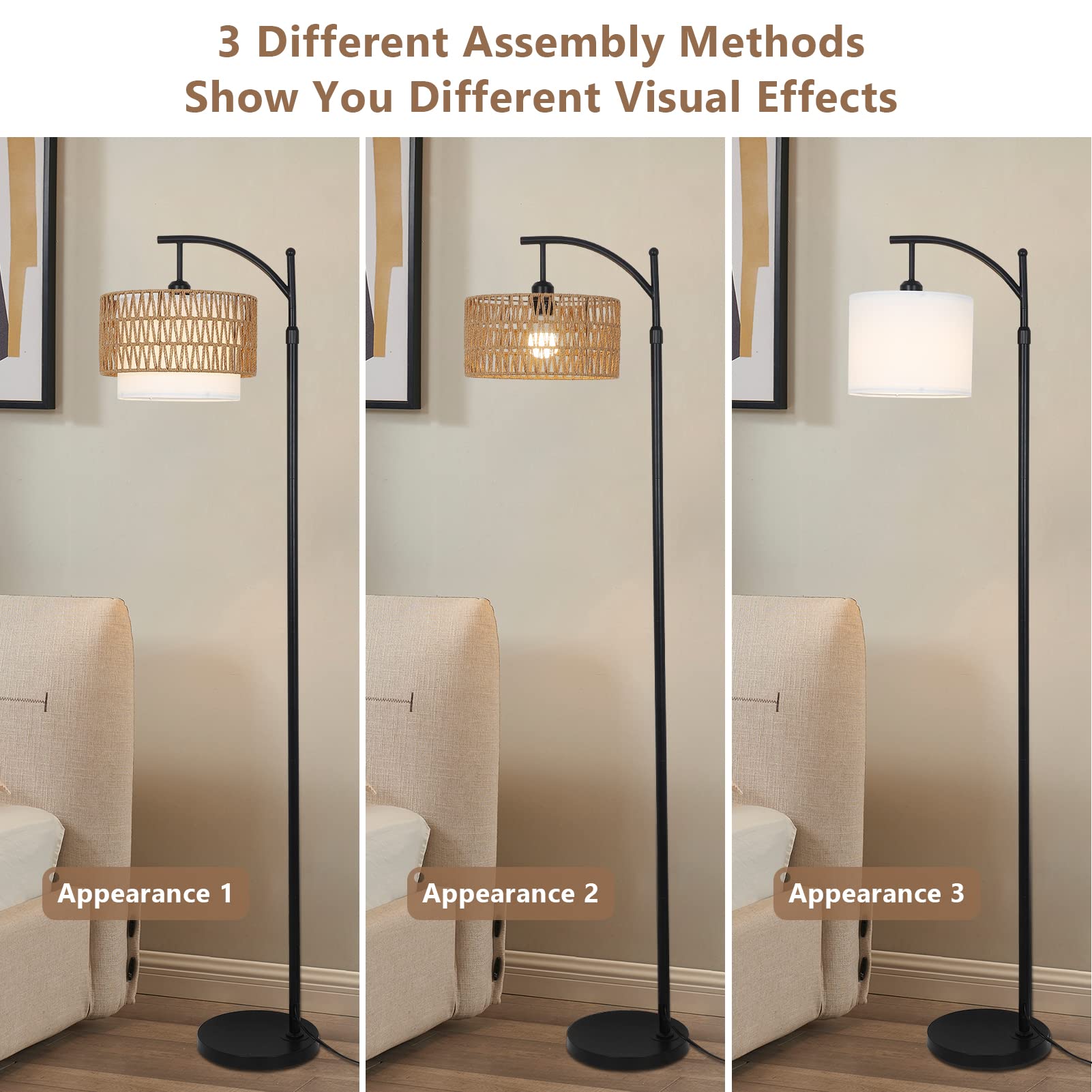 Eyassi Arc lamp with color temperature controls for mood