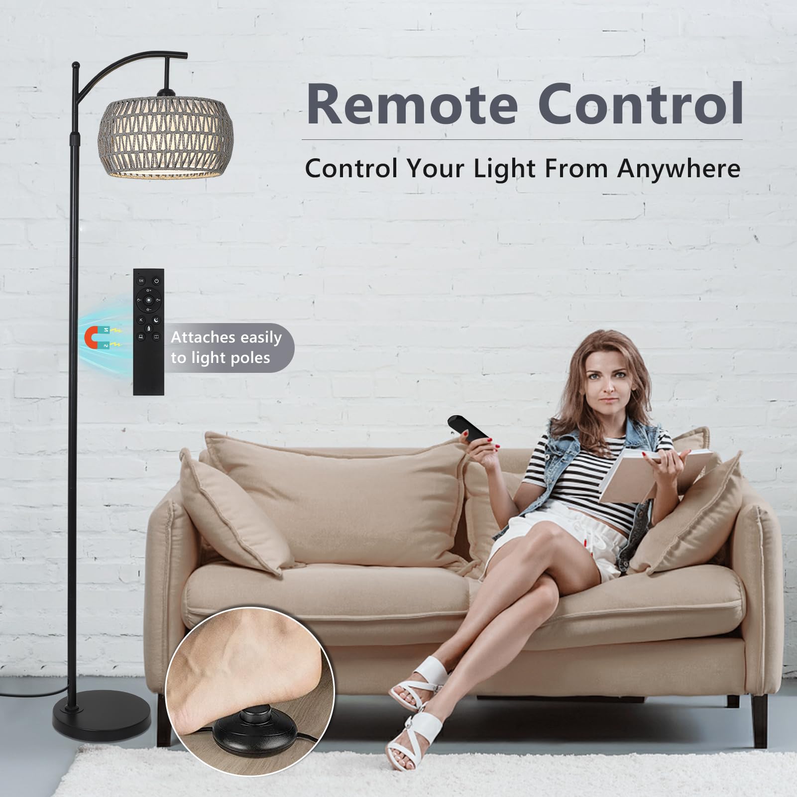 Eyassi Arc lamp with double drum shades for versatile lighting effects