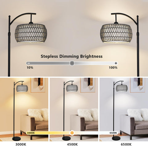 Eyassi Arc lamp with LED smart bulb for adjustable brightness in any task