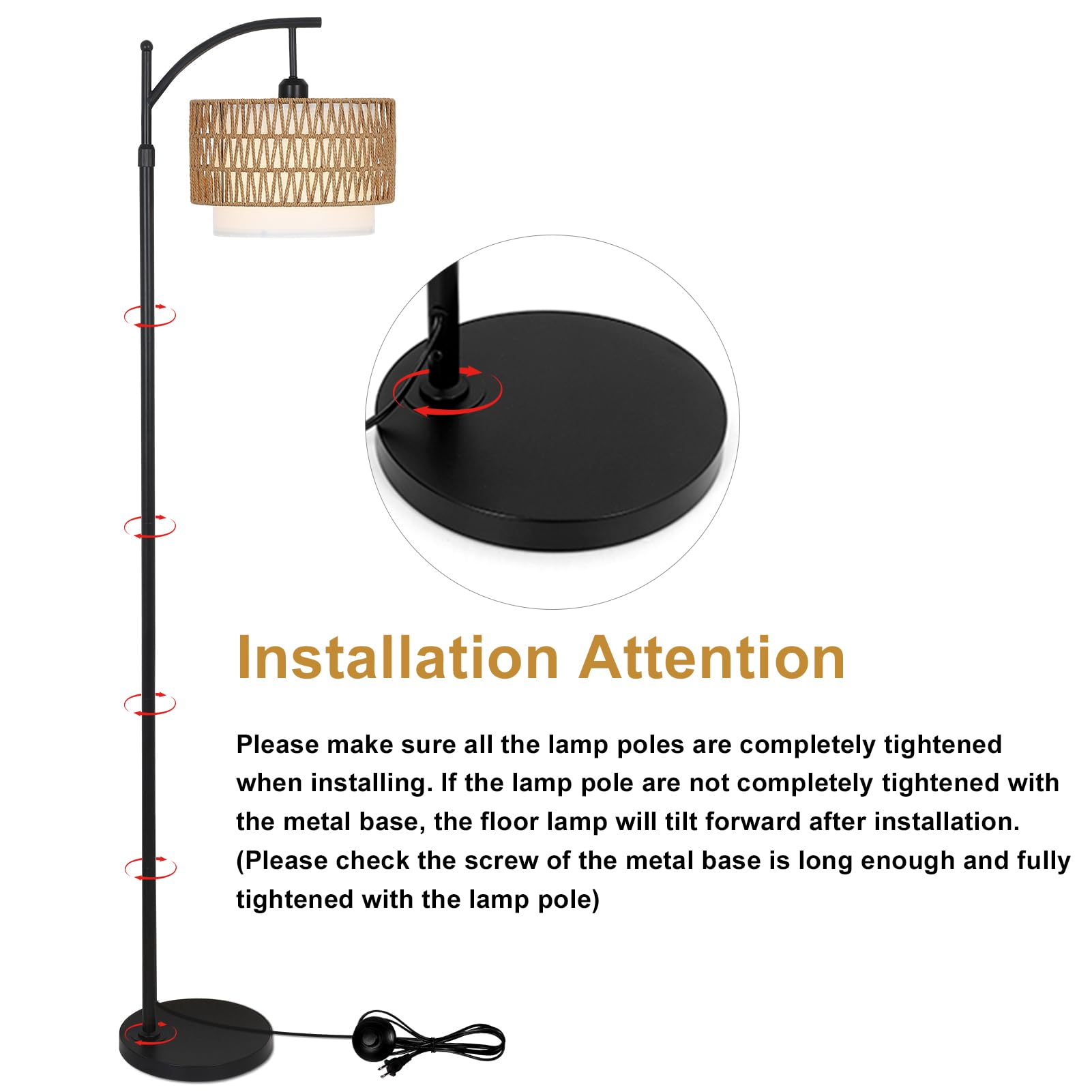 Eyassi Arc lamp with a sturdy base for safety