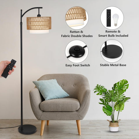 Eyassi Arc lamp with two shades offers design versatility