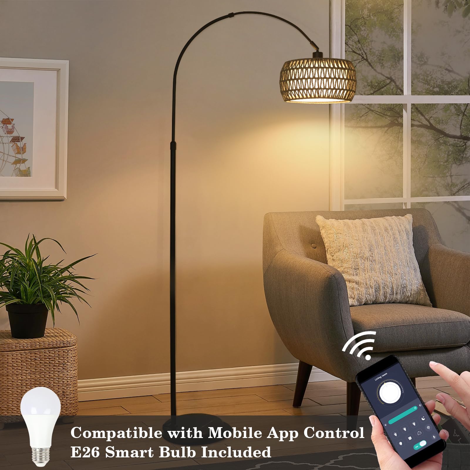 Eyassi Arc lamp app control to manage lighting from your phone.