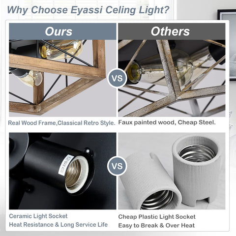Eyassi close-to-ceiling light with ceramic socket delivers safe, durable overhead illumination.
