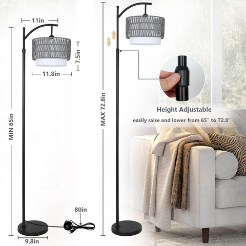 Eyassi floor lamp with fabric shade delivers soft illumination for reading nooks.
