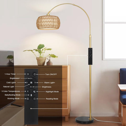 Eyassi Gold Arc Floor Lamp simple assembly for quick setup