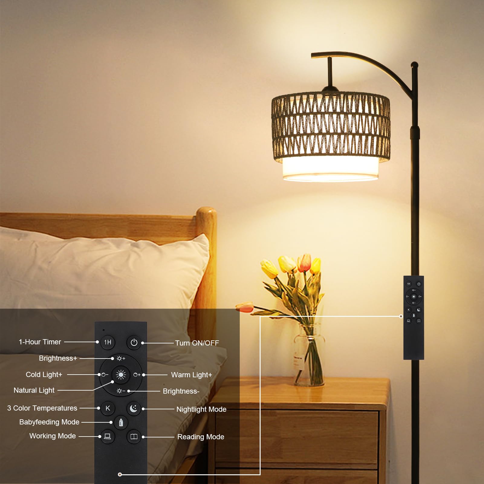 Eyassi heavy metal base offers stability to resist tipping in active homes.