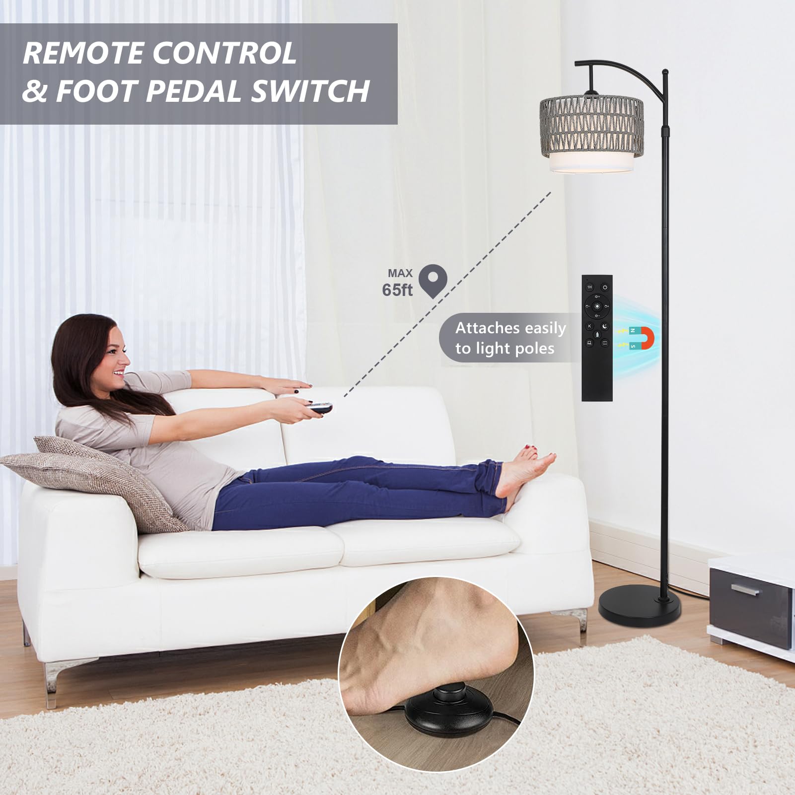 Eyassi height-adjustable stand lets you direct light for seating areas or desks.