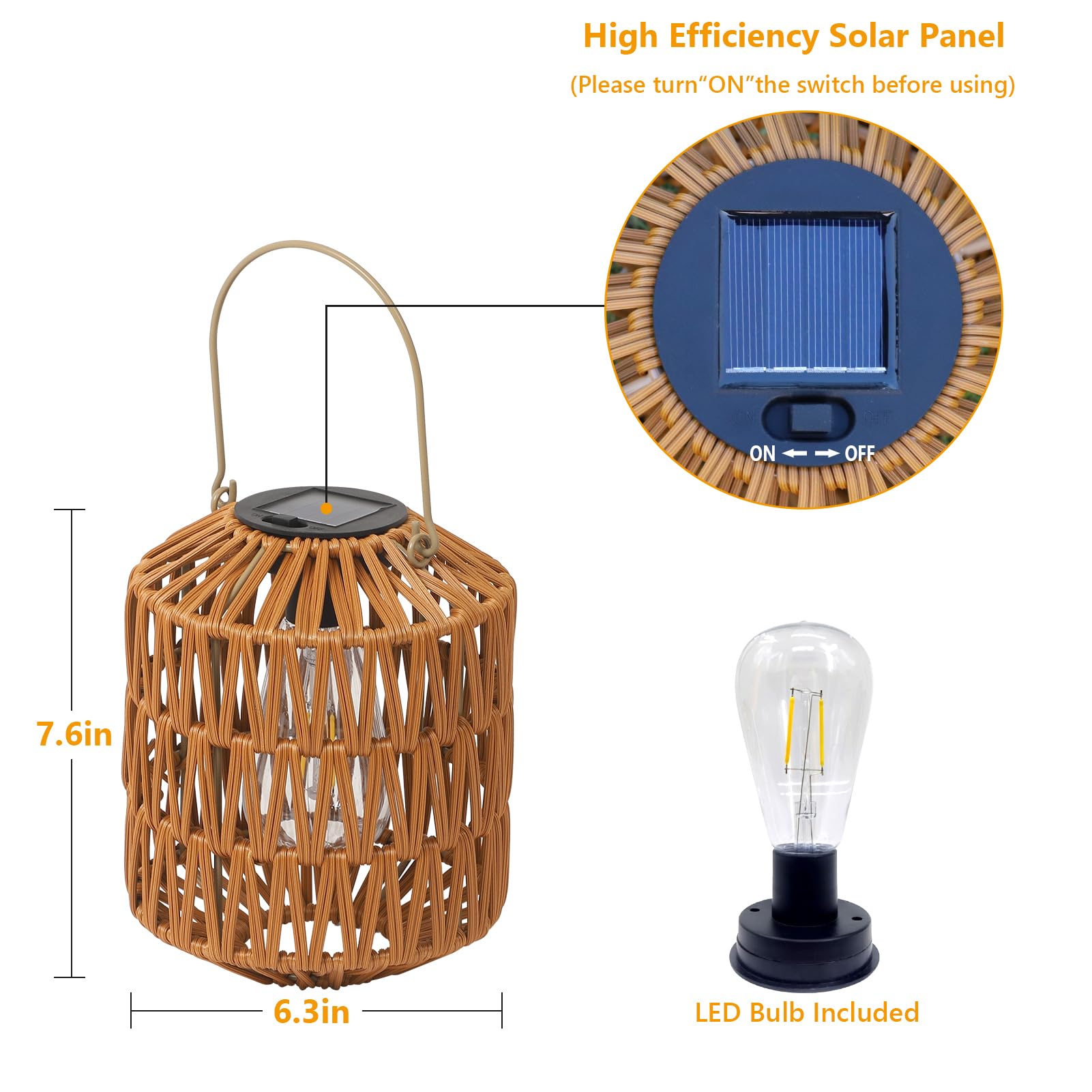 eyassi rattan lantern yard light close-up shows durable, vintage-inspired design
