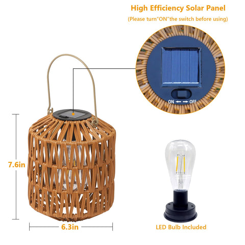 eyassi rattan lantern yard light close-up shows durable, vintage-inspired design