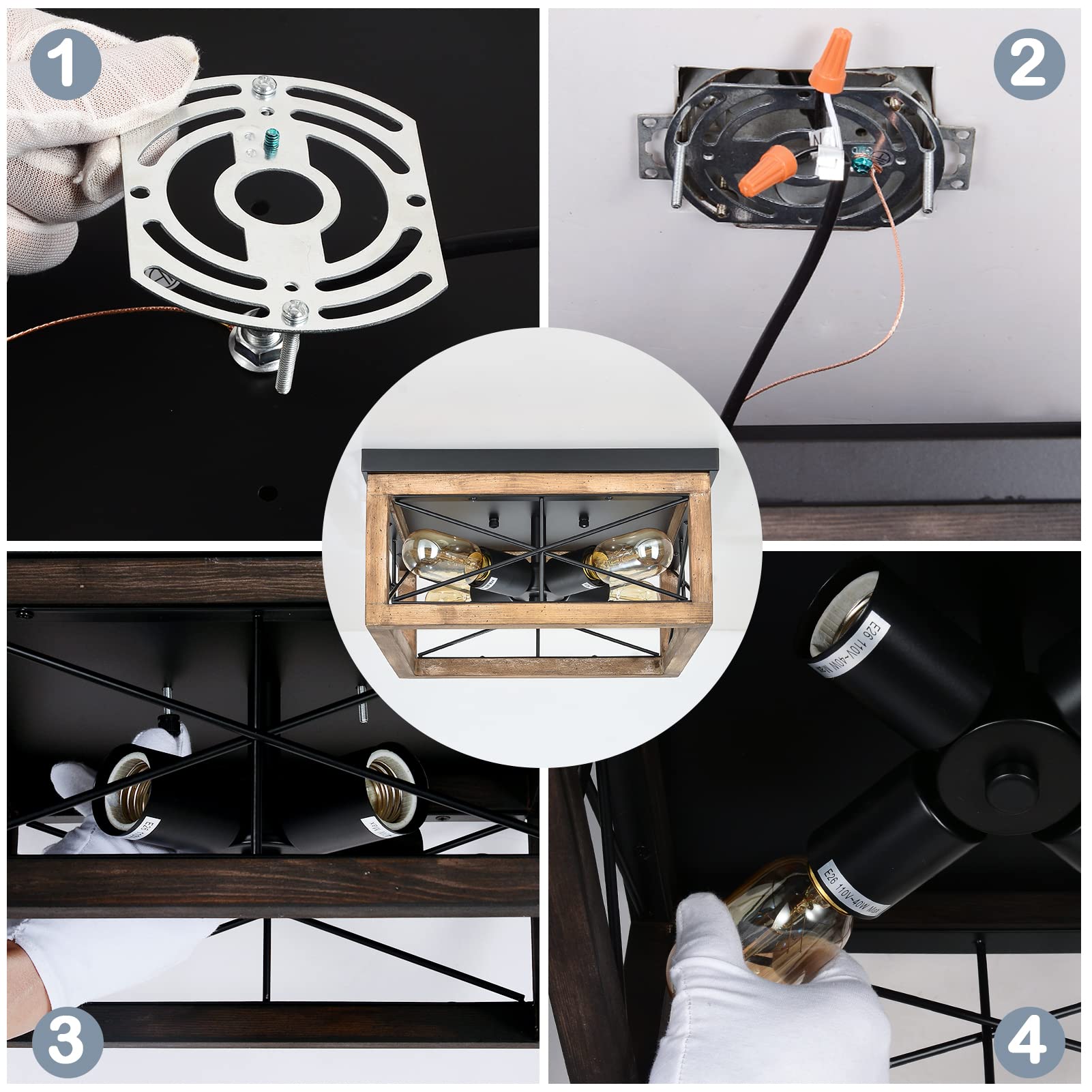 Eyassi semi-flush mount includes simple hardware for quick installation in seconds.