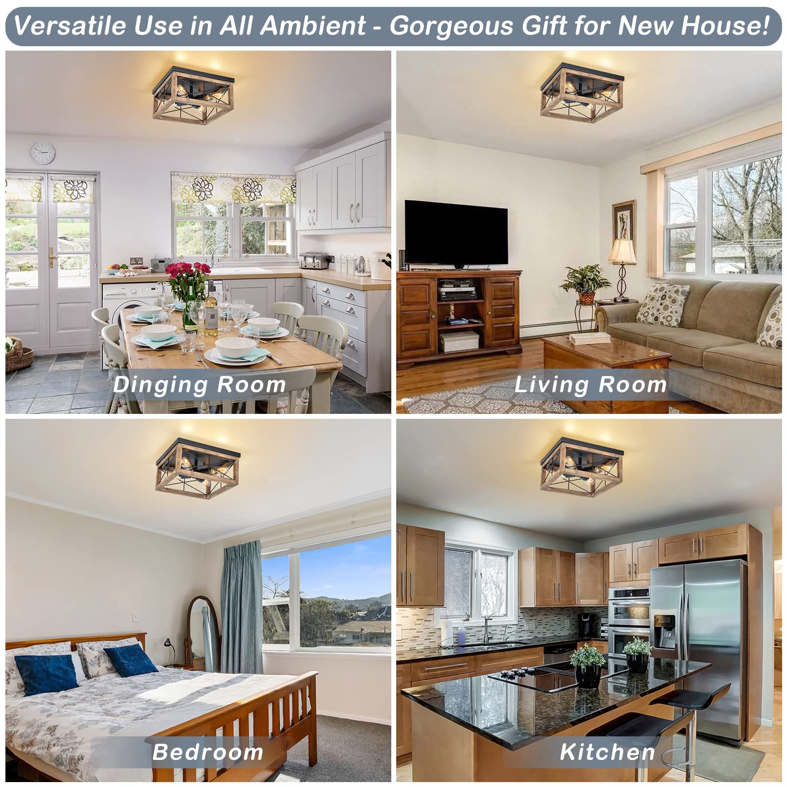 Eyassi vintage farmhouse ceiling light blends retro charm with modern utility.
