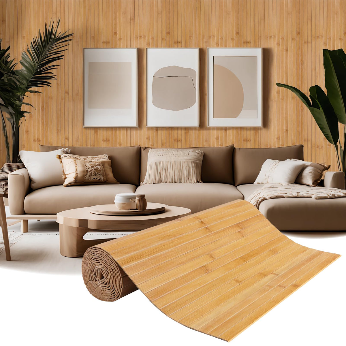 EYAYEN bamboo wall panel 96x16 adds warm texture to interior walls.