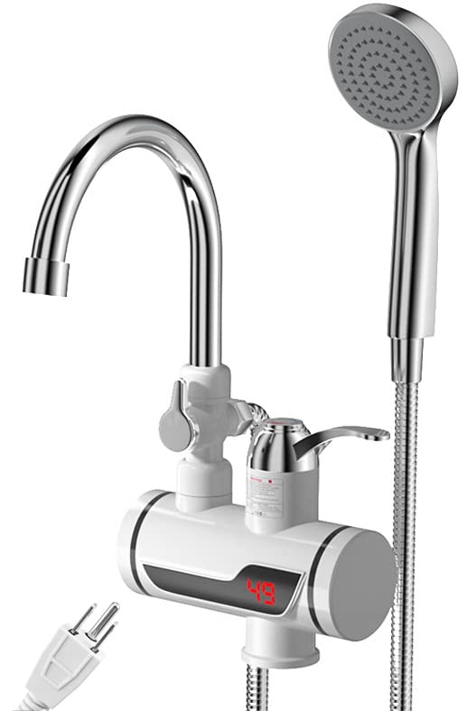 Eyes.sys complete shower set with instant heater, ready for quick hot water on demand.
