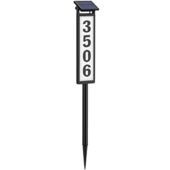 Eyrosa solar address sign front view with clear numbers for easy daytime visibility
