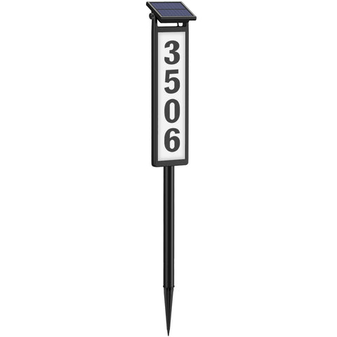 Eyrosa solar address sign front view with clear numbers for easy daytime visibility