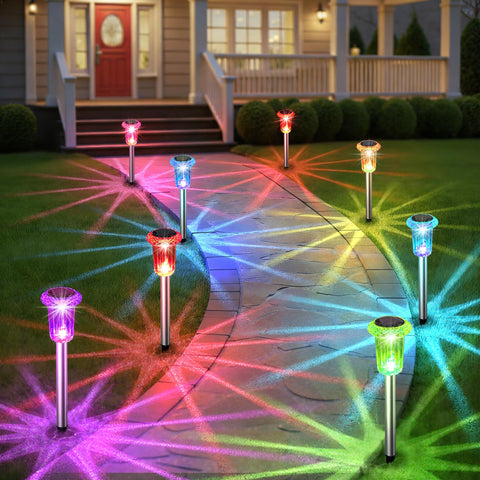 Eyrosa diamond-head solar light brightens pathways with a modern glow