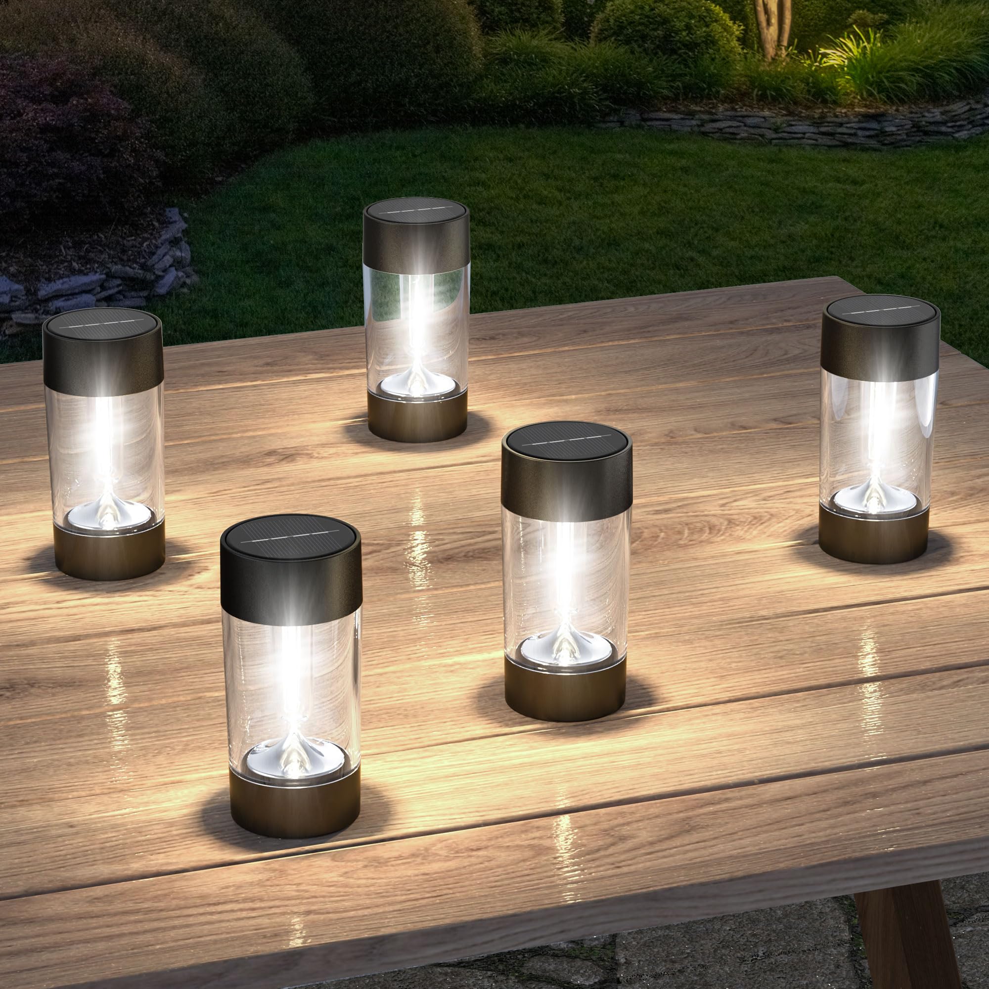 Eyrosa night illumination from Eyrosa lights for outdoor spaces at dusk.
