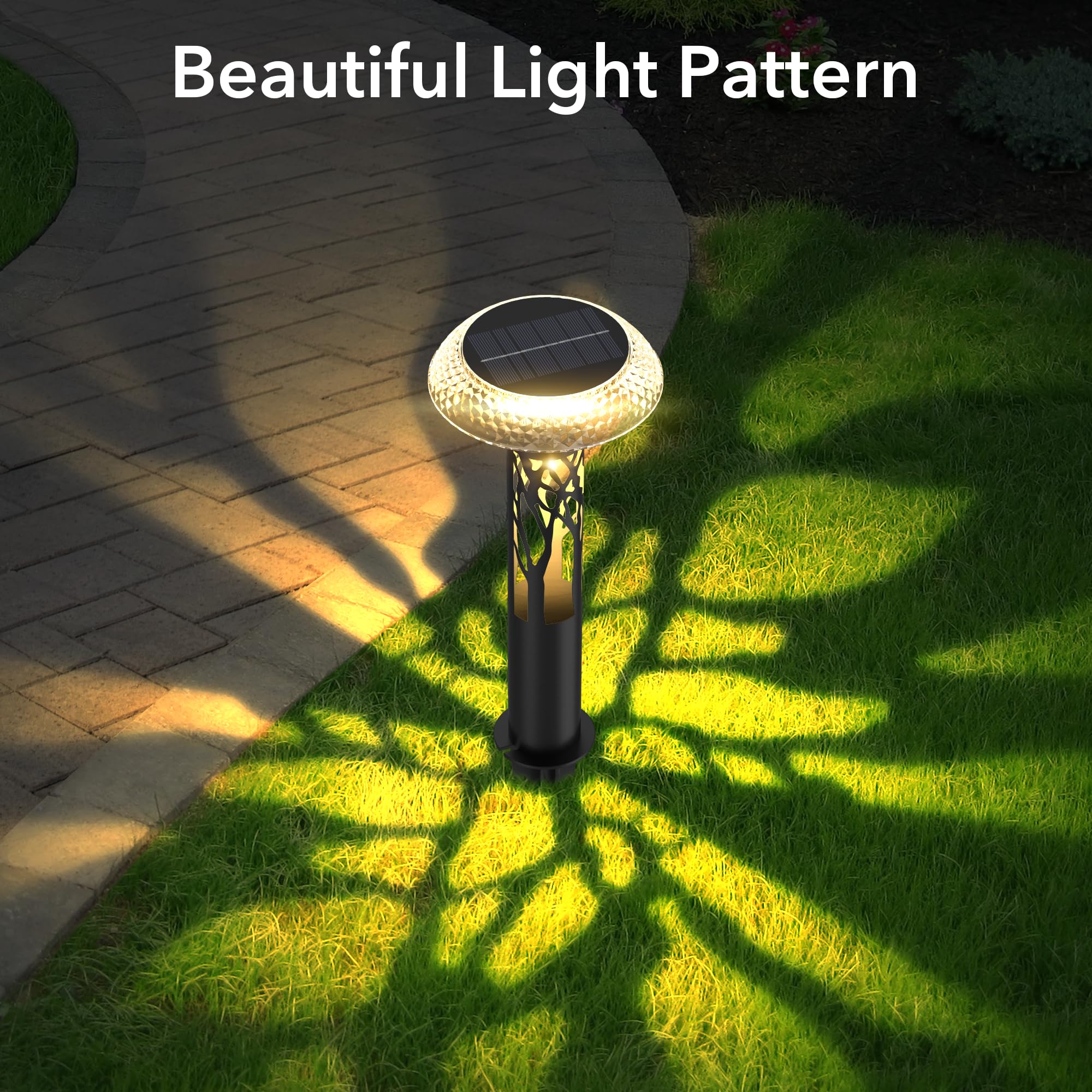 Eyrosa solar pathway light pole pattern highlights decorative garden silhouettes for curb appeal