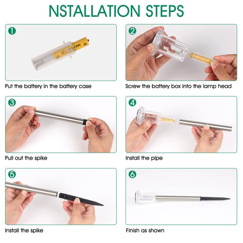 Eyrosa solar stake lights enhance outdoor decor with weatherproof, rust-resistant design.