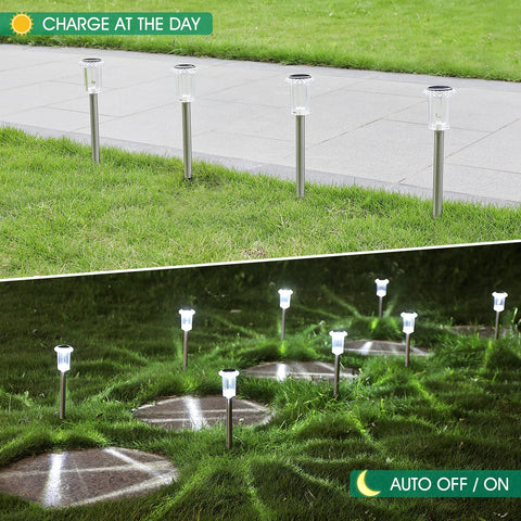 Eyrosa solar stake lights decorate the patio with modern, low-maintenance lighting.