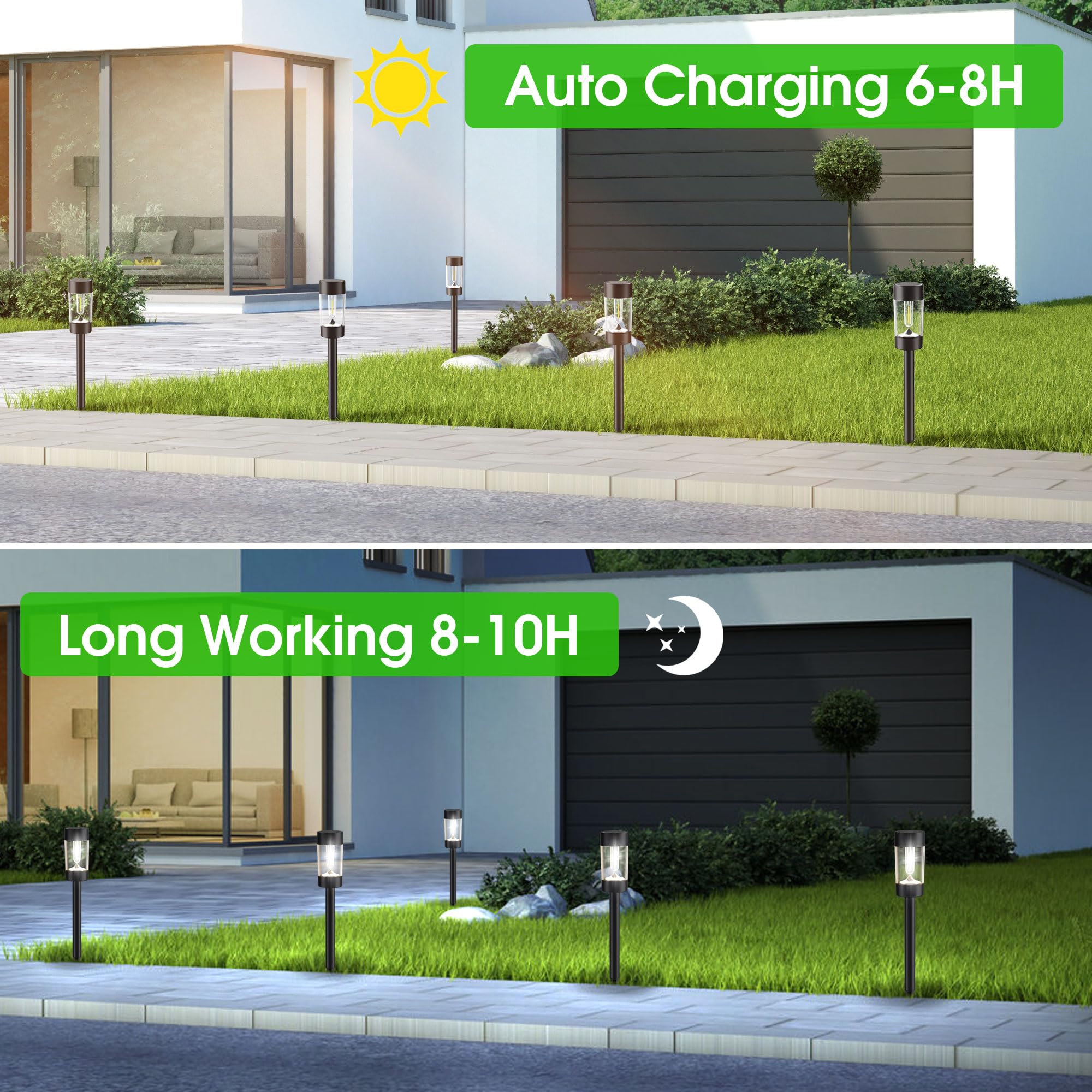 Eyrosa yard decor light creates a warm glow along pathways and borders.