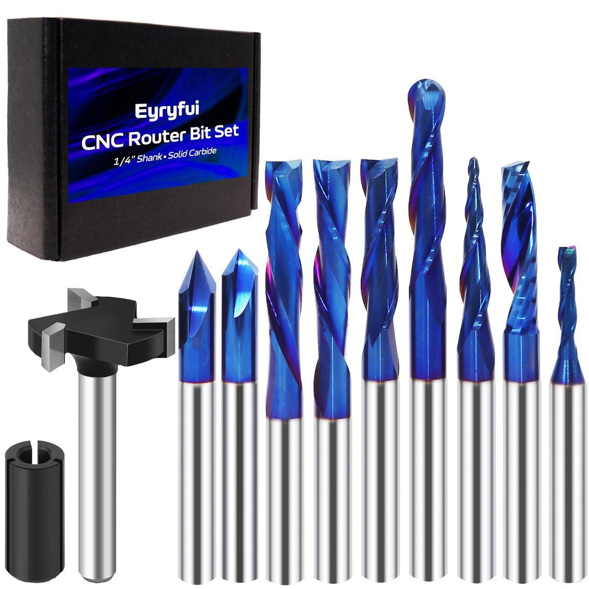 Eyryfui 10pcs router bits set for precise detail cuts in wood and resin