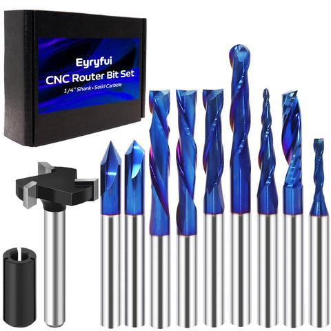 Eyryfui 10pcs router bits set for precise detail cuts in wood and resin