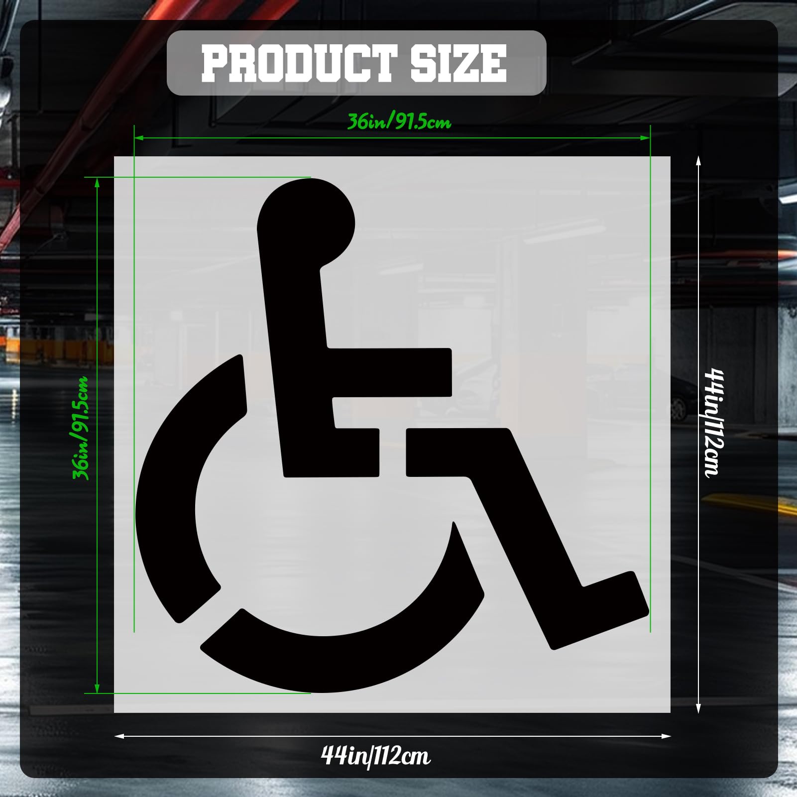 EYUNSTAR handicap stencil 36x36 interior guides precise space centering.