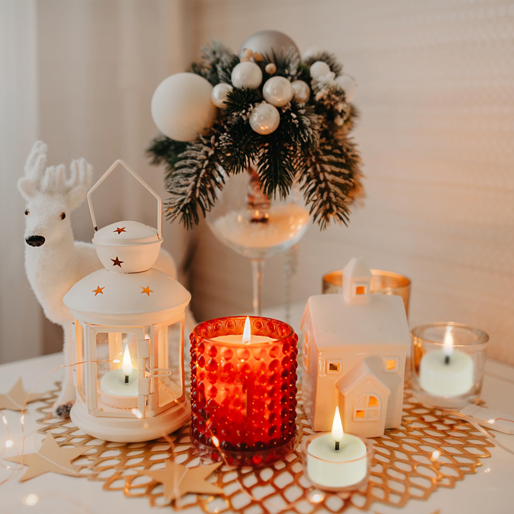 Eywamage battery-included tealight offers long-lasting, maintenance-free ambiance.