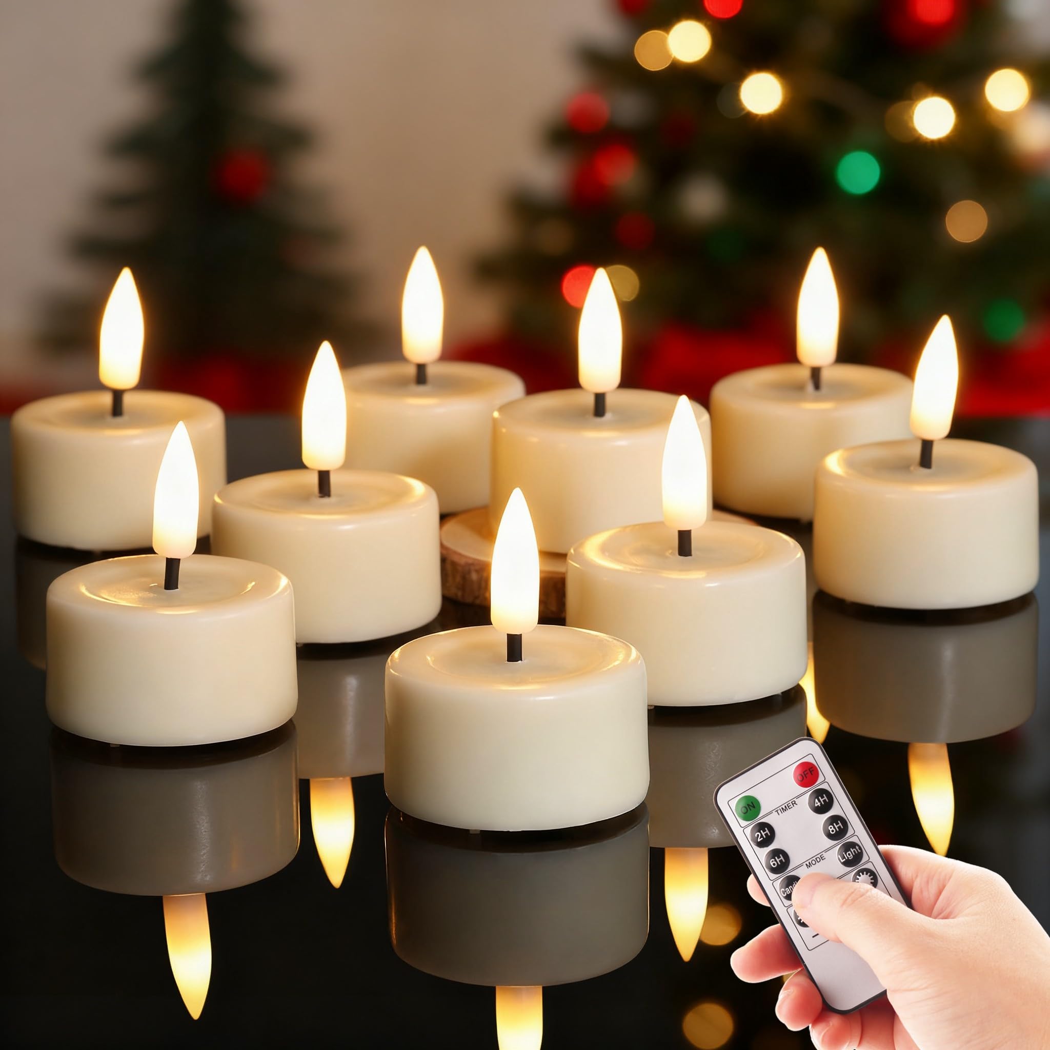 Eywamage Ivory flameless tealight wax creates cozy ambiance.