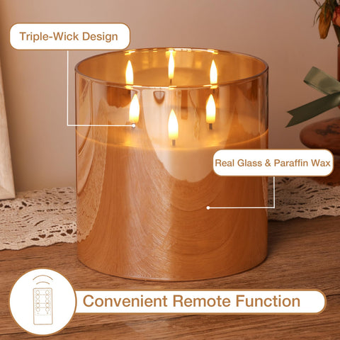 Eywamage LED flame simulation provides warm ambience with no wax drips.