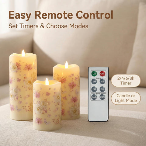 Eywamage remote-control pillar candles enable easy light and timer control