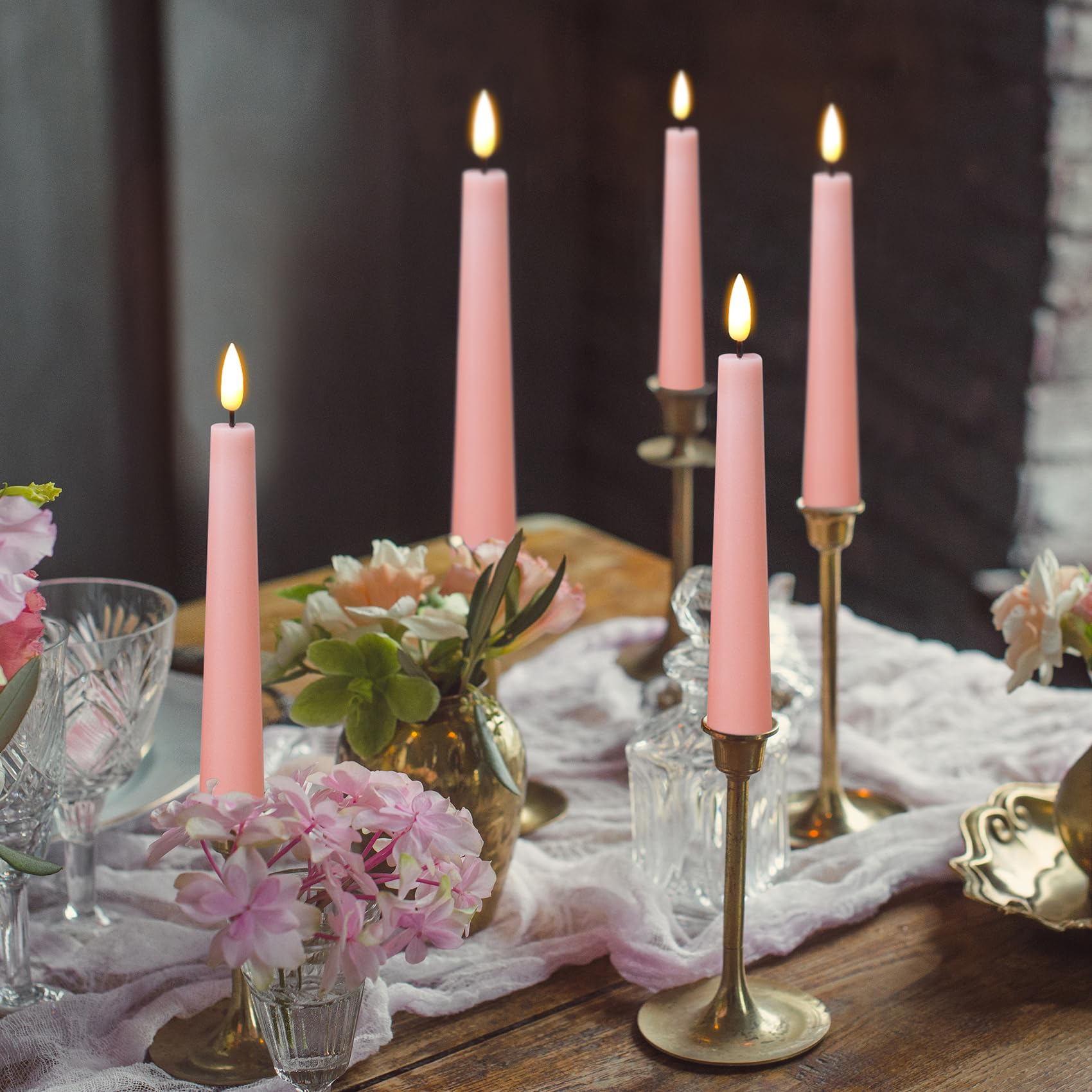 Eywamage flame-free taper candles provide mess-free decor