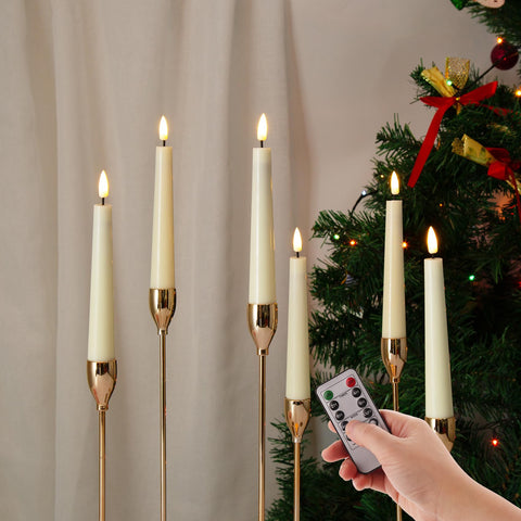 Eywamage ivory flameless taper candles with remote glow softly for ambience