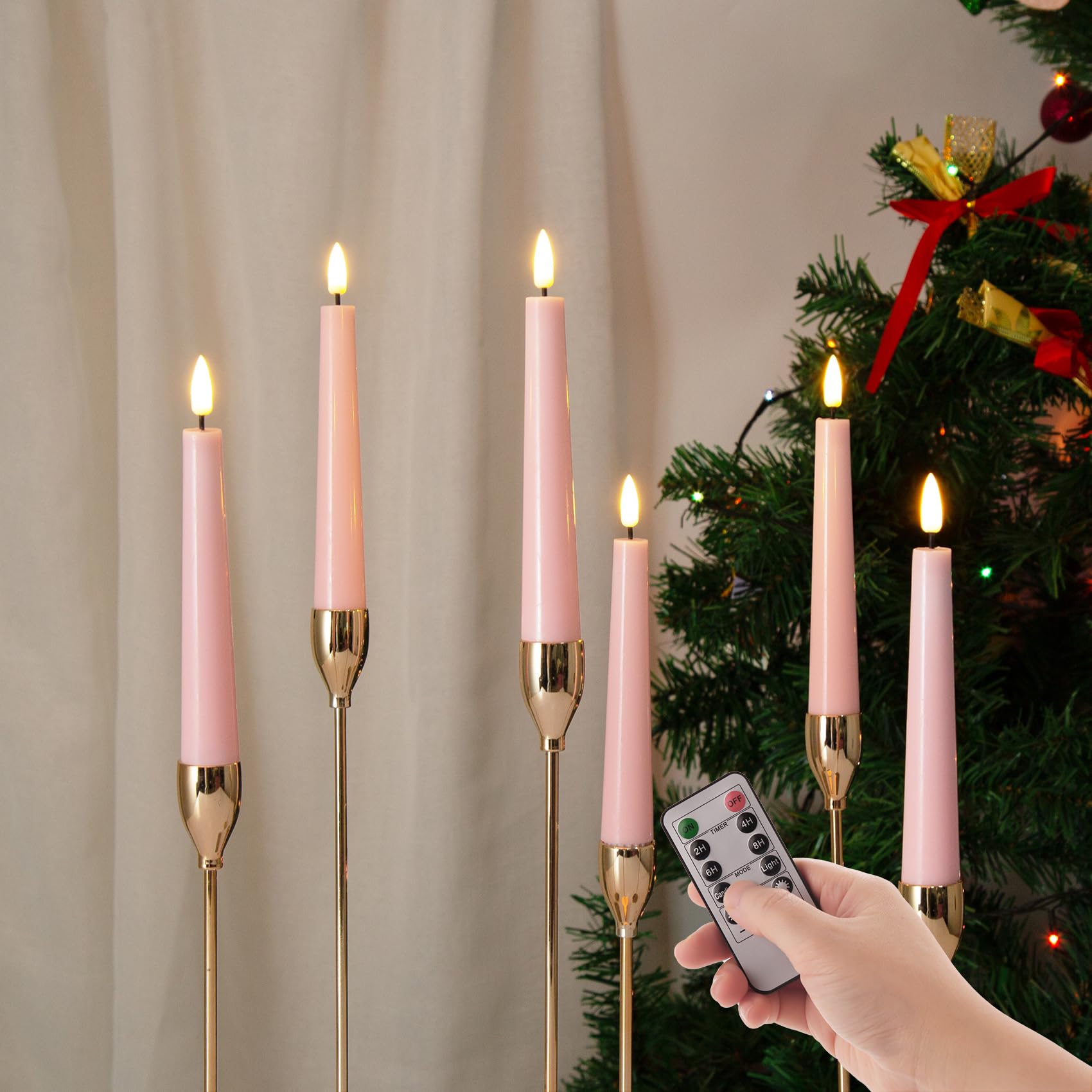 Eywamage pink flameless taper candle with remote creates a cozy, safe ambiance