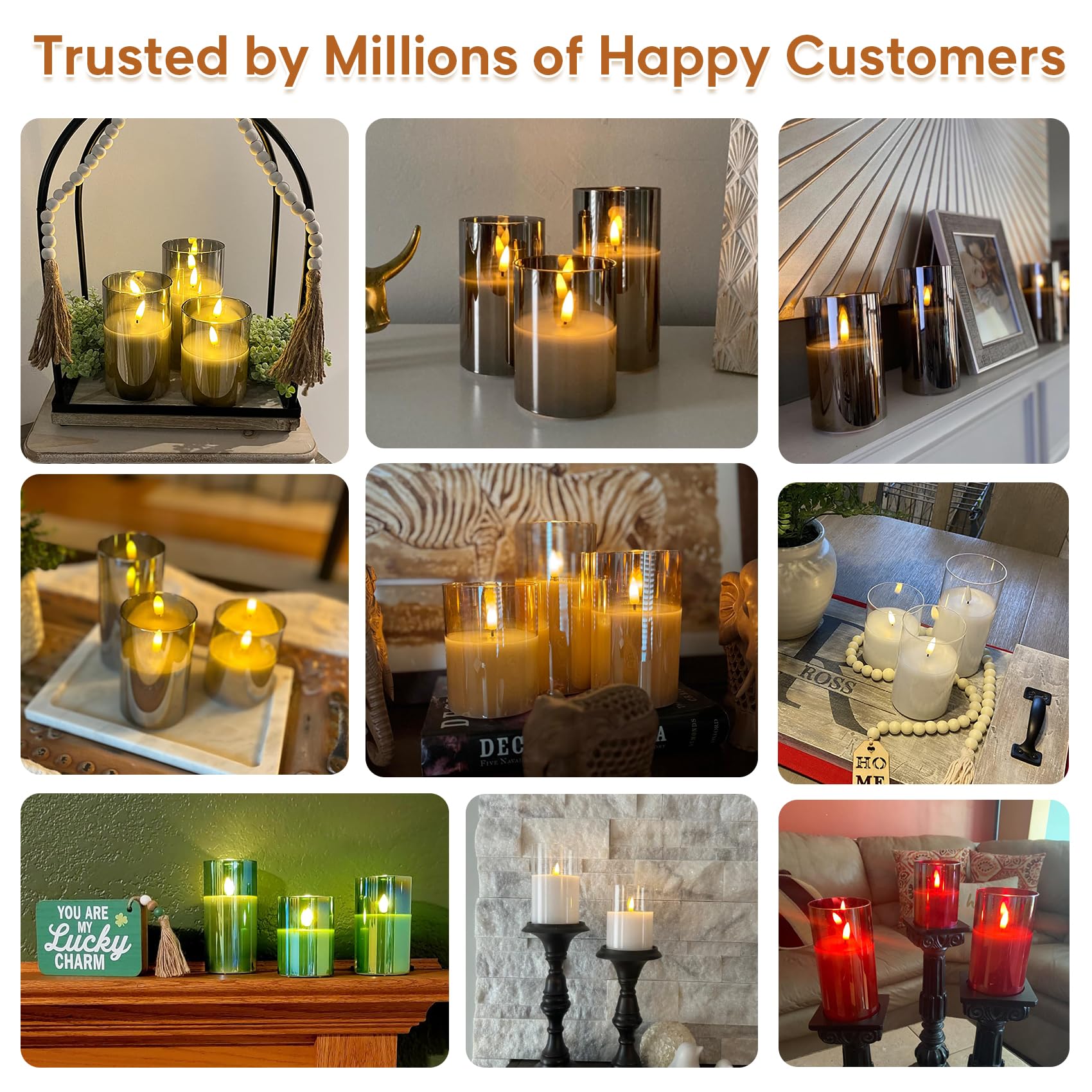 Eywamage flameless candles shown in family living room, safe with kids and pets
