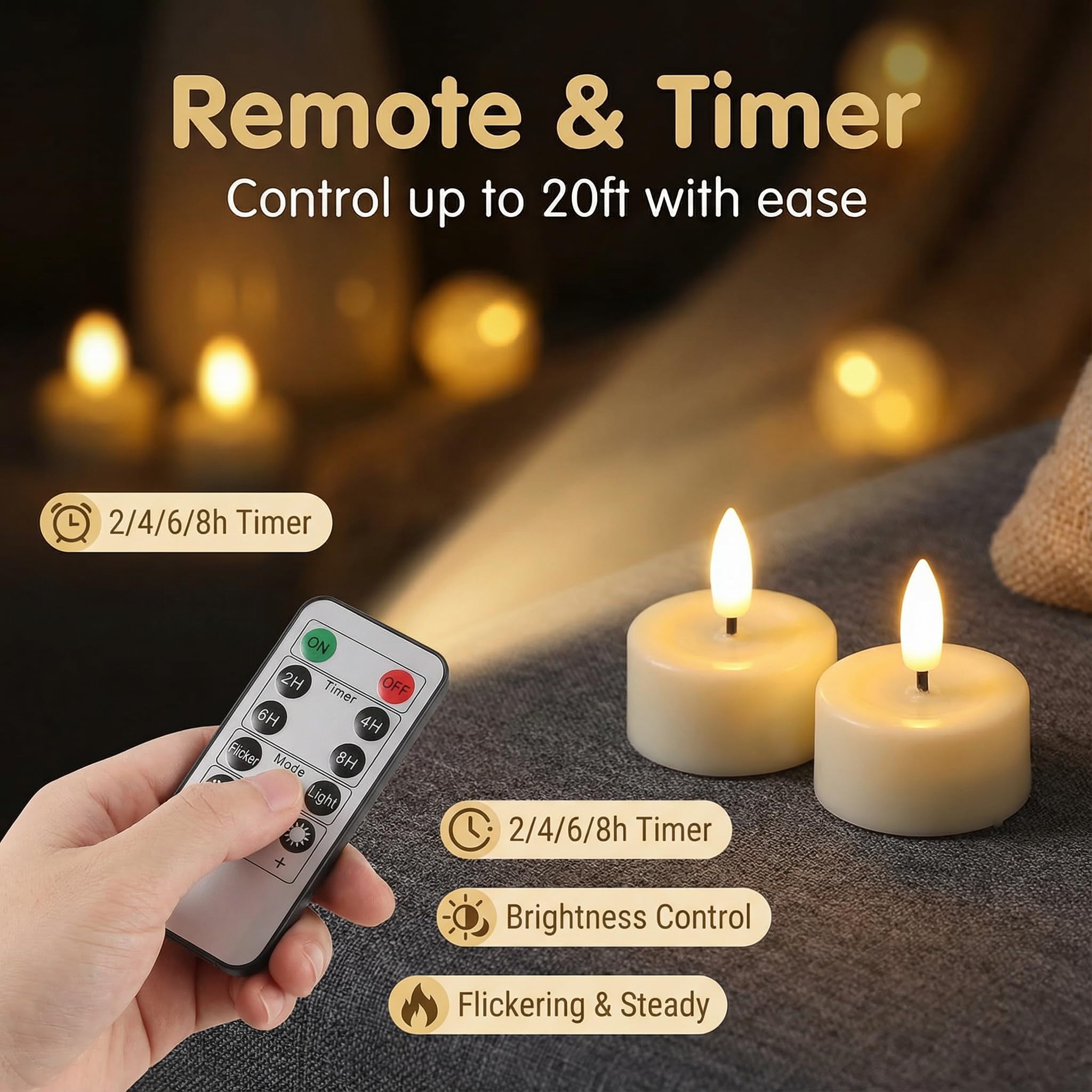 Eywamage smokeless tealight with no mess for indoor safe use