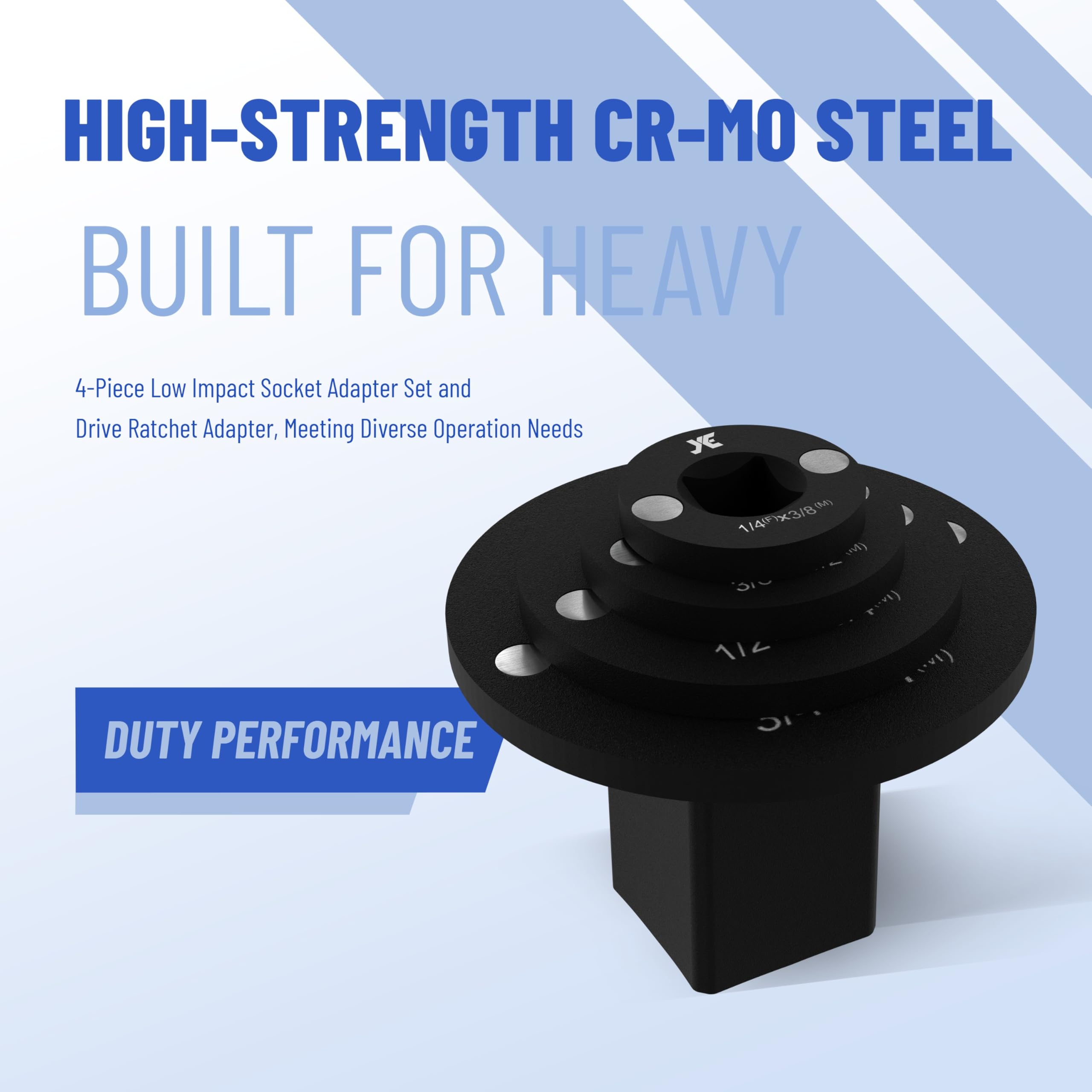 EYX 1/2 to 3/4 inch adapter enables quick tool conversions.