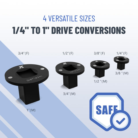 EYX 1/4 to 3/8 inch adapter supports small fasteners.