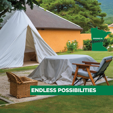 EZ DROP drop cloth protecting furniture and surfaces from dust and splatters