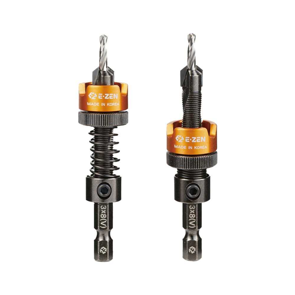 EZ EZEN depth-adjustable countersink drill bit demonstrates precise depth for clean wooden joints