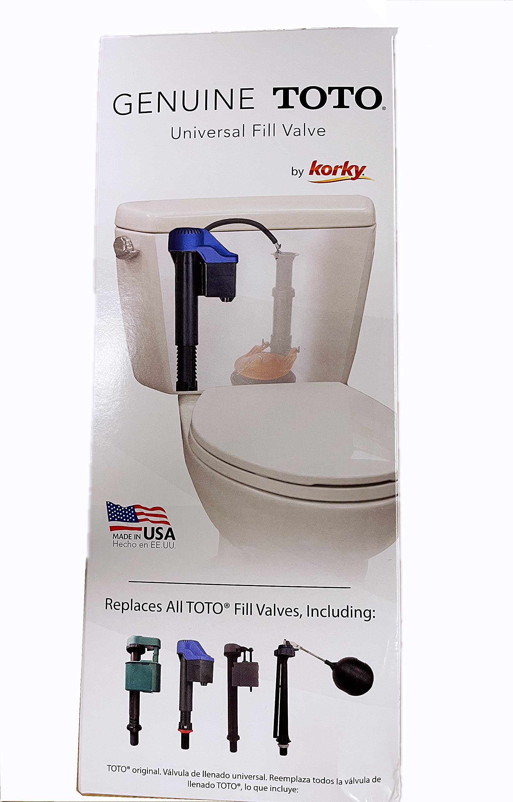 EZ-FLUID Korky 582GT blue fill valve with included hardware for quick installation
