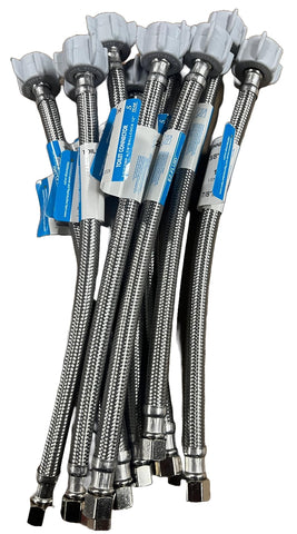 EZ-FLUID stainless-steel braided toilet supply hose, 16 inches, rust resistance and easy installation.